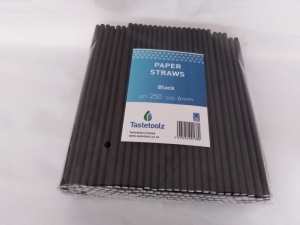 Paper Straw Tastetoolz Black 6mm (20 pack/carton)